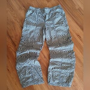 Y2K Cargo Blue and White Swirl Pattern Pants